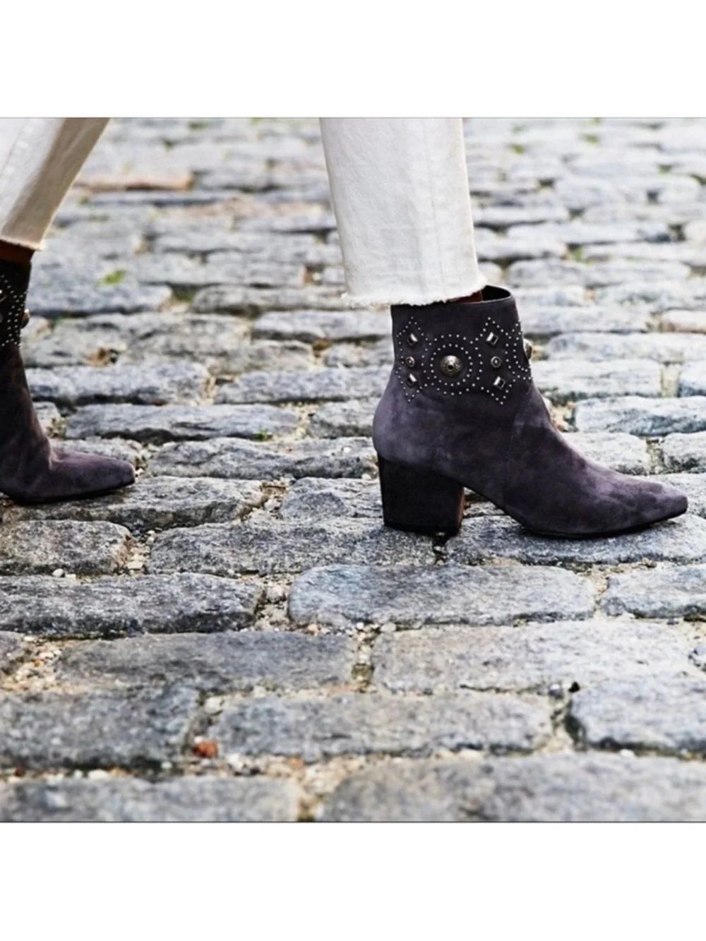 SIGERSON MORRISON Cailyn Gray Suede Studded Ankle Boots 8.5